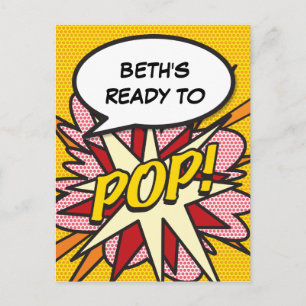 Invitation Carte Postale Prêt à POP Fête de bébé Fun Retro Bande dessinée P
