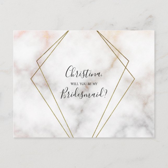 Invitation Carte Postale Proposition de domestique personnalisée Marbre Ros (Devant)
