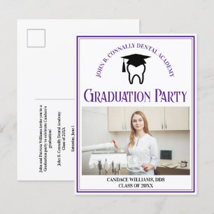 Invitation Carte Postale Purple Dental School Photo Custom Graduation Party