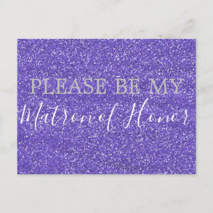 Invitation Carte Postale Purple Faux Parties scintillant Matron d'honneur P