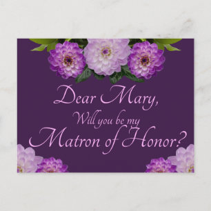 Invitation Carte Postale Purple Floral Serez-vous mon maître d'honneur ?