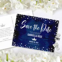 Quinceañera Date de sauvegarde Marine Argent Parti