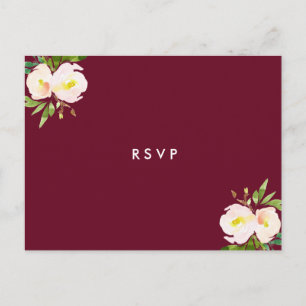 Invitation Carte Postale Quinceanera florale élégant de Bourgogne RSVP
