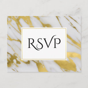 Invitation Carte Postale Raffinement Abstrait en marbre doré RSVP