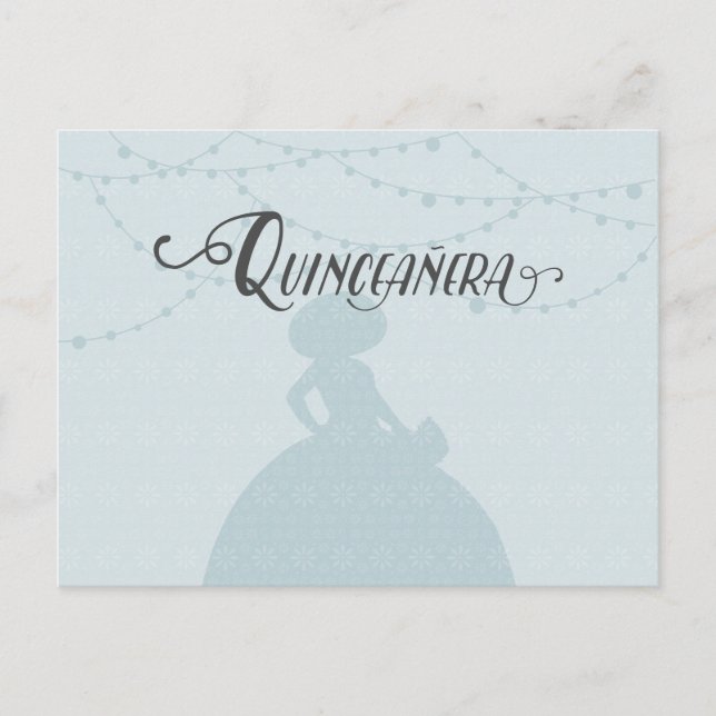Invitation Carte Postale Rainy Blue & Steel Charro Silhouette Quinceanera (Devant)