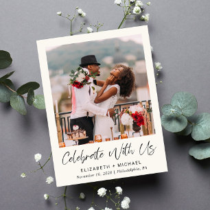 Invitation Carte Postale Réception De Mariage De Crème Chic