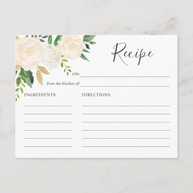 Invitation Carte Postale Recette de Fête des mariées de fleurs blanches (Devant)