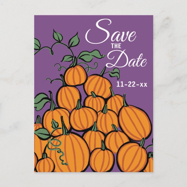 Invitation Carte Postale Récolte de Citrouille de Thanksgiving Enregistrer  (Devant)
