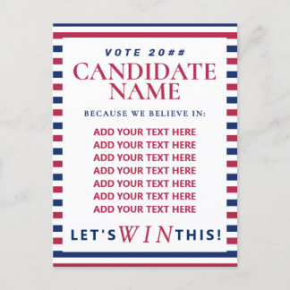 Invitation Carte Postale Red Patriotic Political Republican Campaign