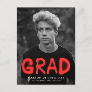 Invitation Carte Postale Red Spray Paint Photo Graduation Party