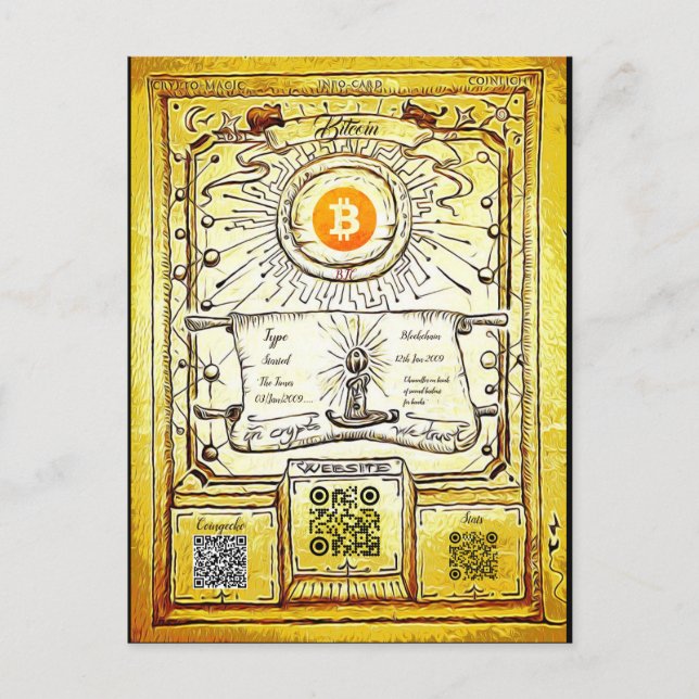 Invitation Carte Postale Référence Bitcoin (avec espace pour votre QR) 2 (Devant)