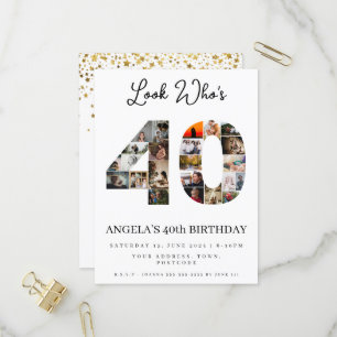 Invitation Carte Postale Regardez qui a 40 ans heureux Collage photo