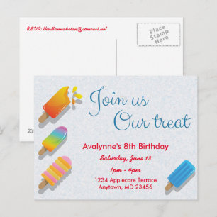 Invitation Carte Postale Rejoignez-Nous Notre Treat Popsicle Postcard Invit