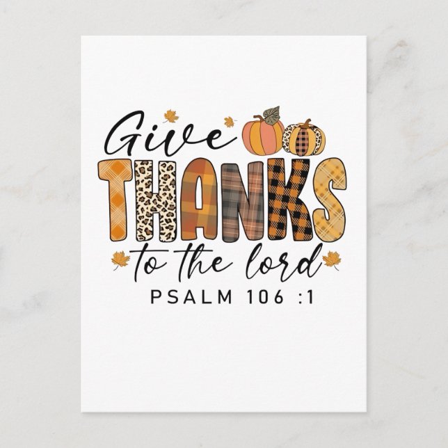 Invitation Carte Postale Remerciez Le Seigneur Thanksgiving Turquie (Devant)