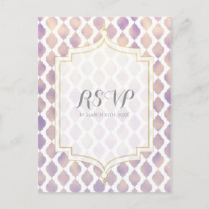 Invitation Carte Postale Réponse au mariage moderne marocain or et blanc av