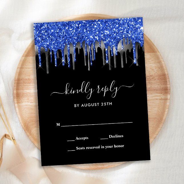 Invitation Carte Postale Réponse de mariage avec des gouttes de paillettes  (Créateur téléchargé)