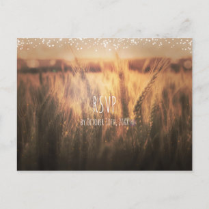 Invitation Carte Postale Réponse de mariage champêtre rustique Champ de Blé