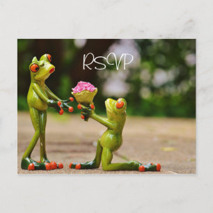 Invitation Carte Postale Réponse de mariage de grenouilles drôles avec phot