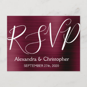 Invitation Carte Postale Réponse de RSVP pourpre pourpre de Bourgogne moder