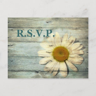 Invitation Carte Postale réponse du mariage de marguerite en bois d'écorce 