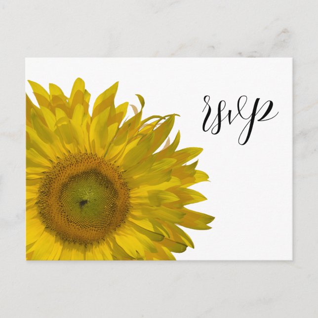 Invitation Carte Postale Réponse RSVP du mariage du tournesol jaune (Devant)