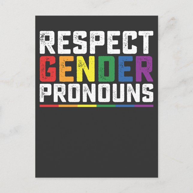 Invitation Carte Postale Respect LGBT Genre Pronounounounes Gay Lesbian Tra (Devant)