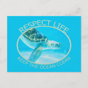 Invitation Carte Postale Respecter la vie, garder l'océan propre
