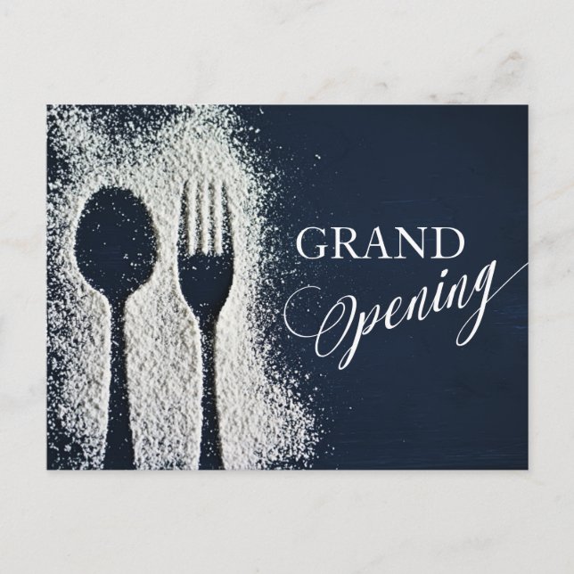 Invitation Carte Postale Restaurant Sugar en poudre blanc Grand ouverture (Devant)