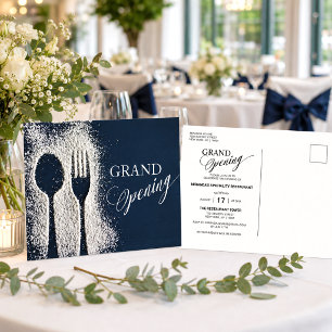 Invitation Carte Postale Restaurant Sugar en poudre blanc Grand ouverture