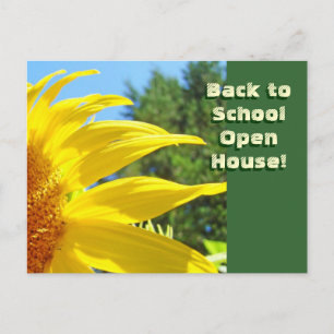 Invitation Carte Postale Retour à la maison ouverte de l'école ! fête Fleur