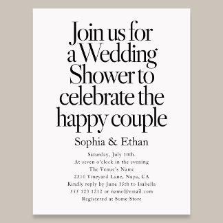 Invitation Carte Postale Retro Editorial Bold Couple Wedding Shower