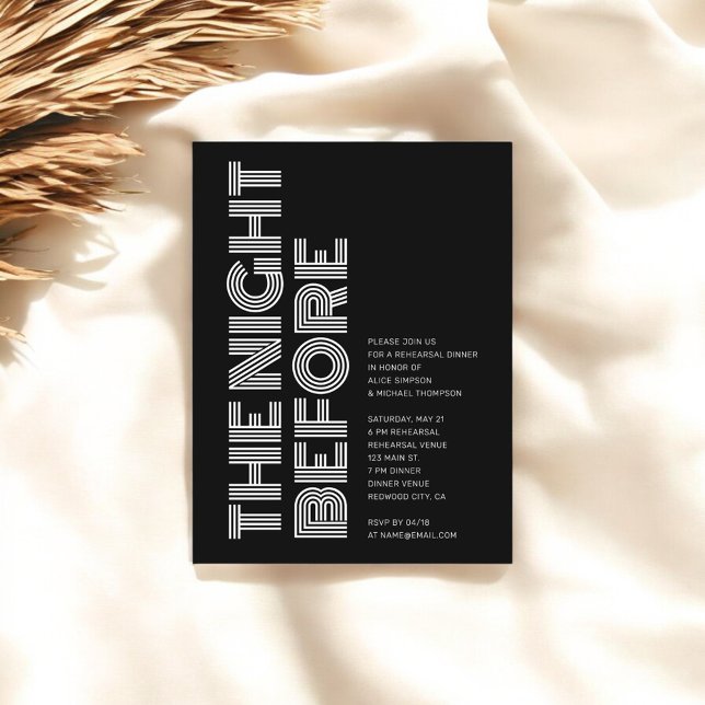 Invitation Carte Postale Retro moderne Gras Dîner de répétition Noir (Créateur téléchargé)