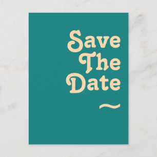 Invitation Carte Postale Rétro moderne   Turquoise Enregistrer La Date
