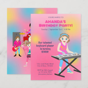 Invitation Carte Postale Retro music girls band Birthday Party