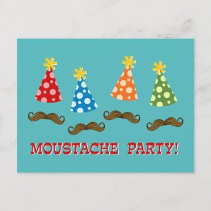 Invitation Carte Postale Rétro partie de moustache