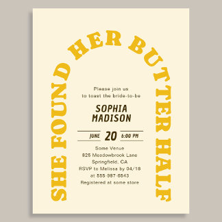 Invitation Carte Postale Retro She Found Her Butter Half Bridal Shower