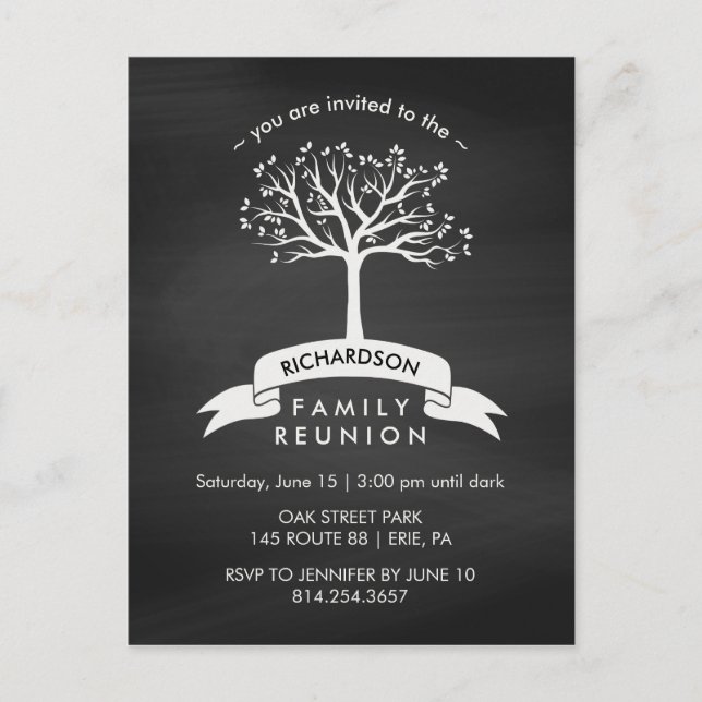 Invitation Carte Postale Retrouvailles familiales en Chalkboard tendance av (Devant)