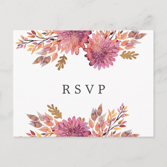 Invitation Carte Postale Rêve d'automne | Mariage  RSVP  CHOIX DE REPAS (Devant)