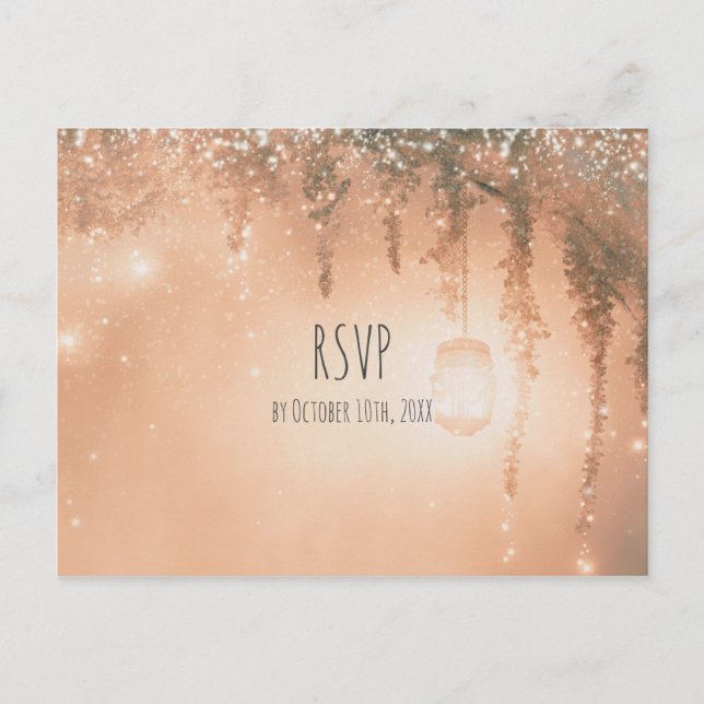Invitation Carte Postale Rêve rose Forêt rustique RSVP (Devant)