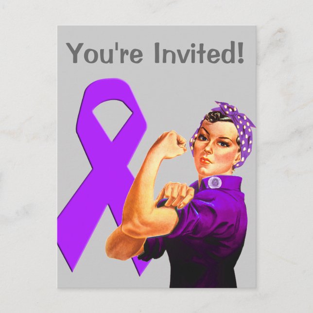 Invitation Carte Postale Ribbon de sensibilisation à la pourpre Rosie le Ri (Devant)
