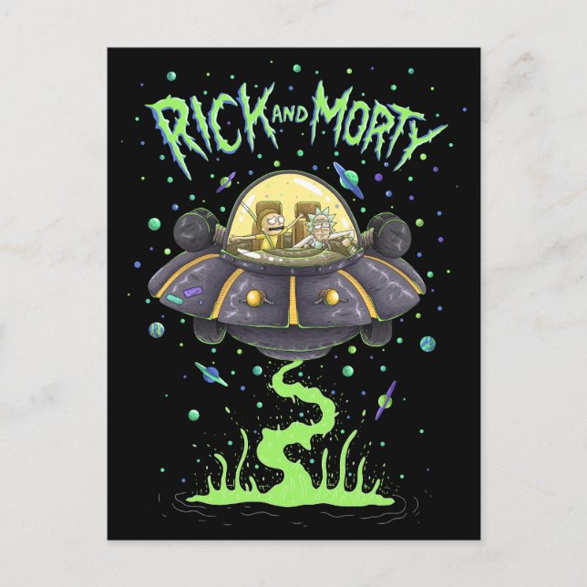Invitation Carte Postale RICK ET MORTY™ | Graphique de vol spatial illustré (Devant)