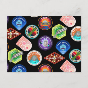 Invitation Carte Postale RICK ET MORTY™   Motif des patchs d'espace externe