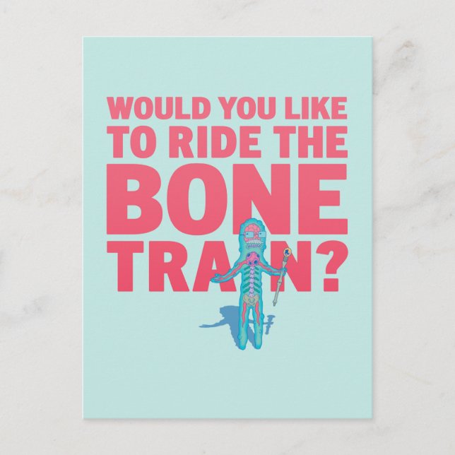 Invitation Carte Postale RICK ET MORTY™ | Parc anatomique - Train osseux (Devant)