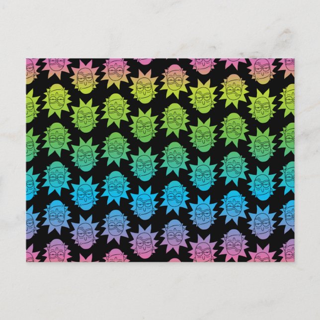 Invitation Carte Postale RICK ET MORTY™ | Rainbow Rick Head motif (Devant)