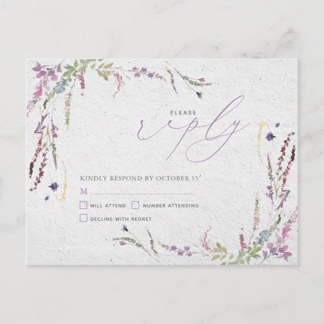 Invitation Carte Postale Rien de fantaisie Juste aimer Floral Mariage Décon (Devant)
