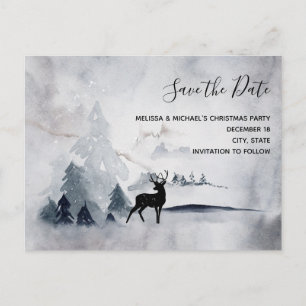 Invitation Carte Postale Rindeer d'hiver Aquarelle rustique Enregistrer la 