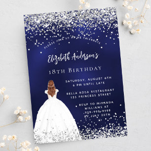 Invitation Carte Postale Robe de parties scintillant bleu marine