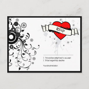 Invitation Carte Postale Rock & Roll Grungy Heart Music Mariage à thème