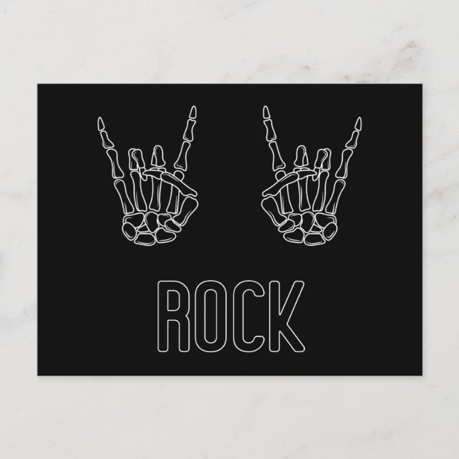 Invitation Carte Postale Rock sur Skeleton Hands (Devant)