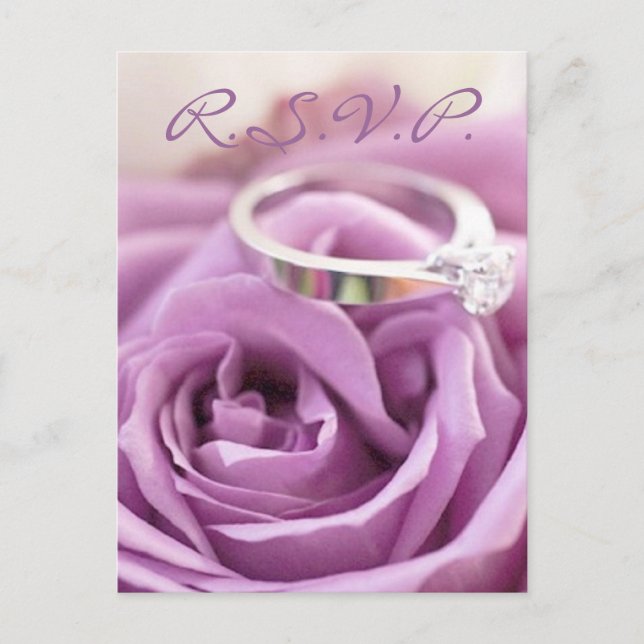 Invitation Carte Postale romantique violet rose fleuri douche nuptiale (Devant)